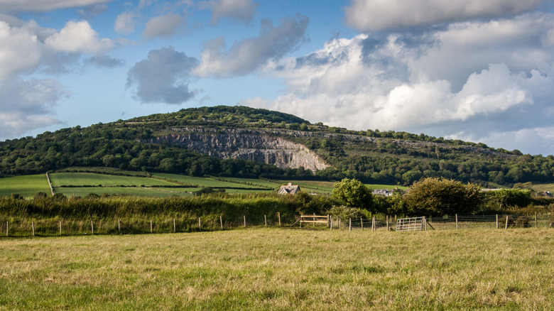 The limestone escarpment of Warton Crag near Carnforth in Lancashire