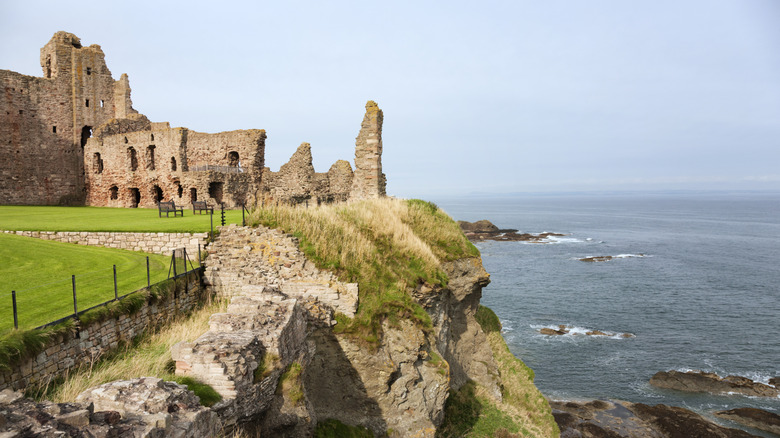 Tantallon Castle stands on the cliff edge, East Lothian