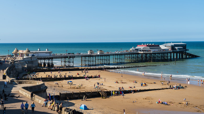 Beach surrounding Cromer Pier in Cromer, England