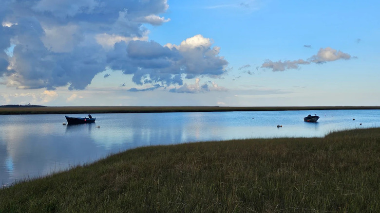 boats cruising at a waterway near Hemenway Landing in Eastham