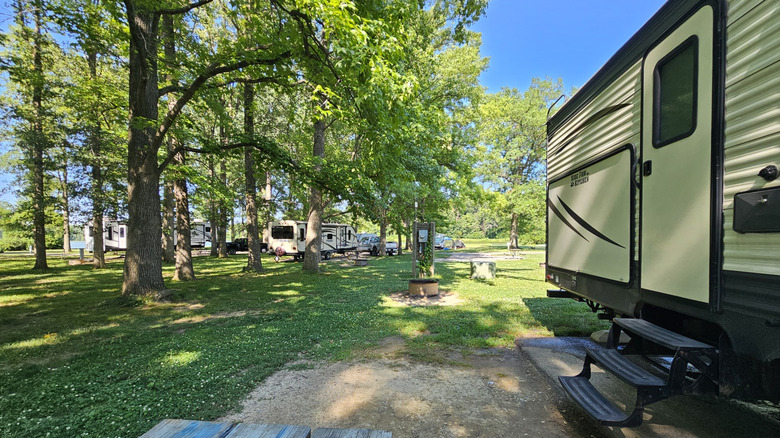 A view of the hook-up campsites in the Lake Loramie State Park Campground in Lake Loramie State Park in Minster, Ohio