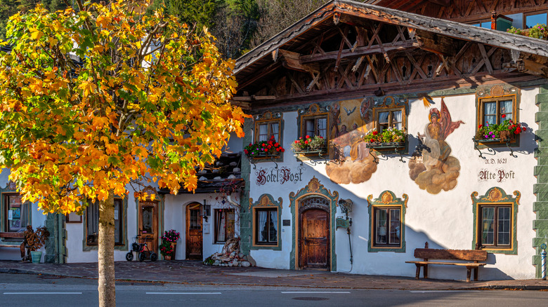 A painted Bavarian building in the center of Garmisch-Partenkirchen
