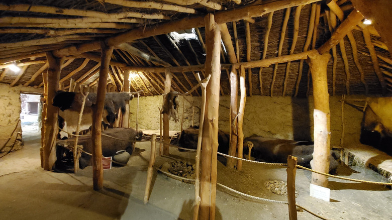 Inside a reconstructed lodge at the Mitchell Indigenous Archaeological Site & Museum in South Dakota