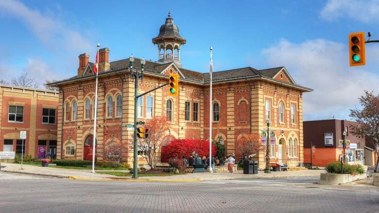 Brick building of City Hall in Orangeville, Ontario