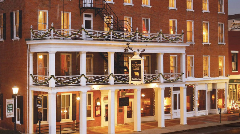 The exterior of the Golden Lamb Hotel and Restaurant