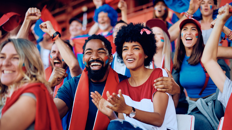 Excited fans in a stadium
