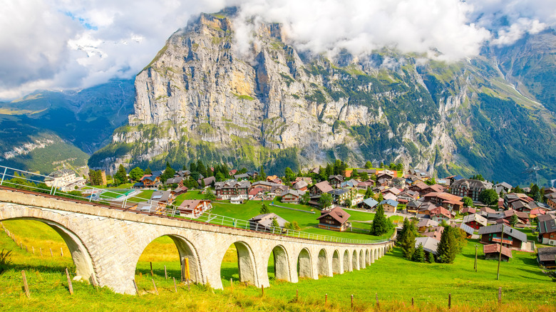 Scenic village in the Swiss Alps