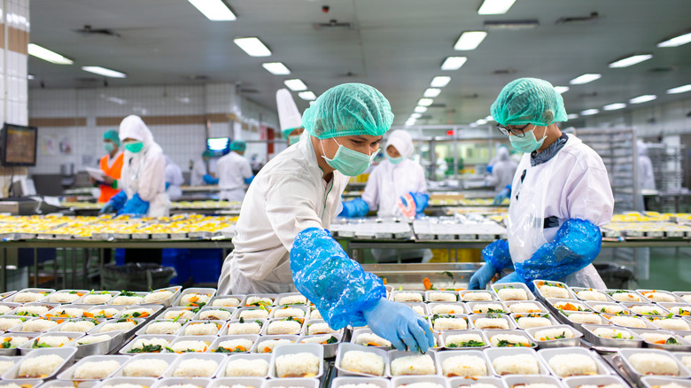 Catering company preparing food 