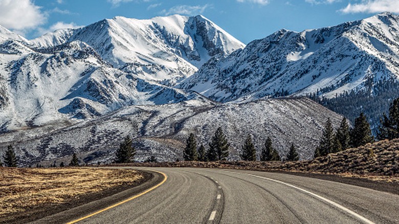 Scenic Highway 395 and the east slope of the Sierra Nevada in Mono County, California