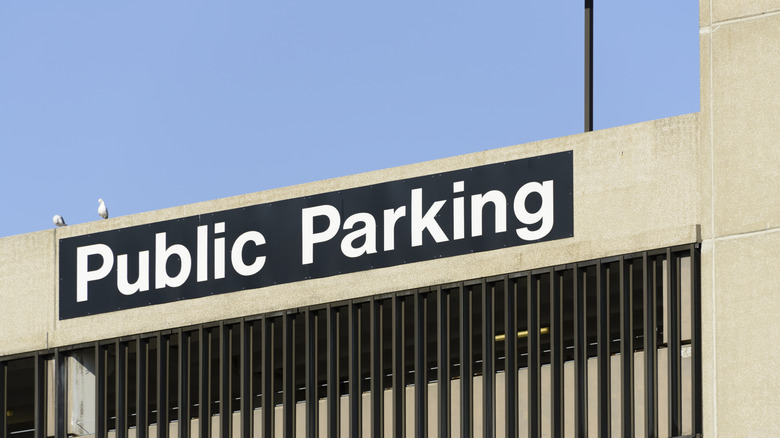 A parking lot sign in Detroit