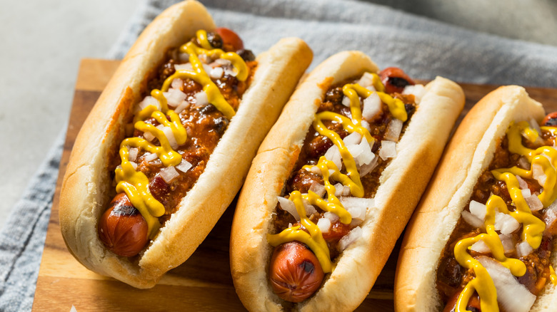 Coney Island dogs with the signature chili
