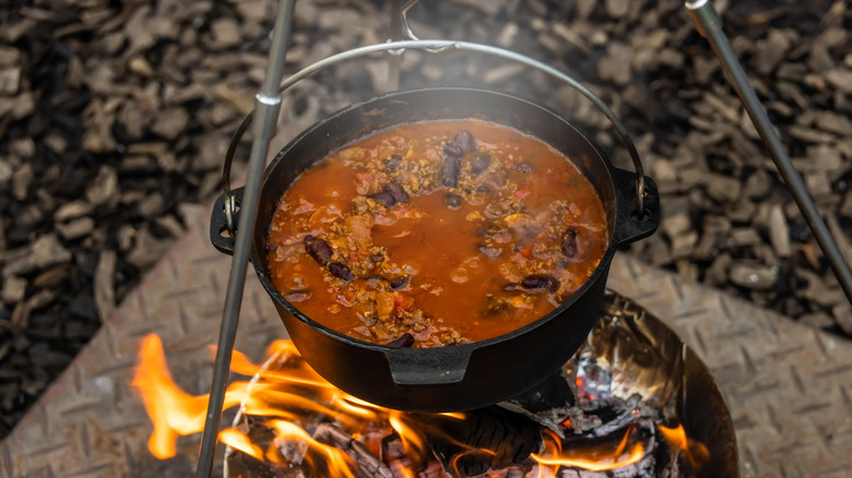 Chili beans at a campsite
