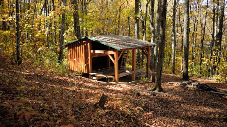 A camping shelter on the Appalachian Trail
