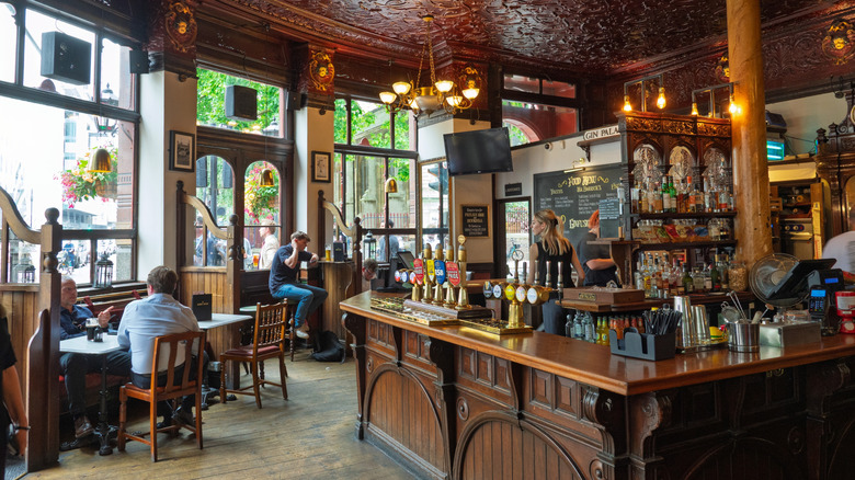 Interior of The Viaduct Tavern pub in Holburn, London