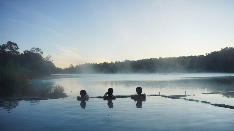 People enjoying a hot spring