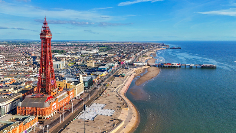Aerial Image of Blackpool Tower along the Fylde Coast, Lancashire during a lovely Summer evening