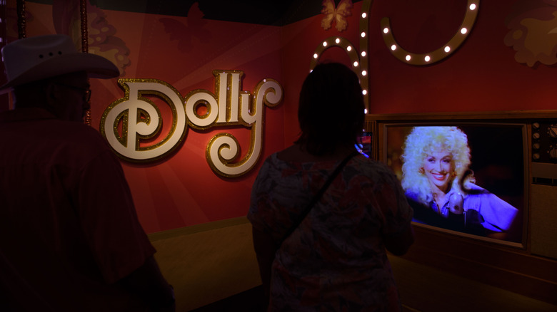 Guests inside the Dolly Parton Experience at Dollywood theme park in Pigeon Forge, Tennessee