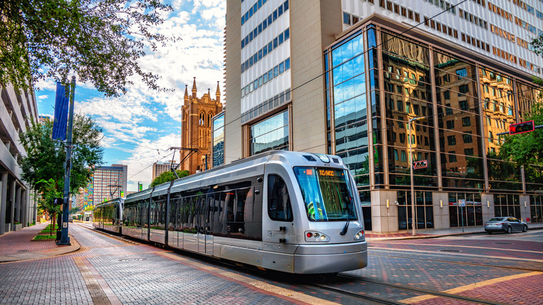 The light rail in downtown Houston, Texas