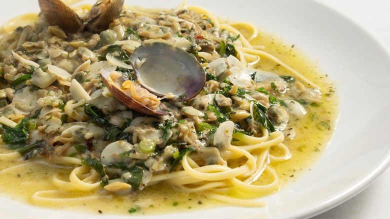 Plate of linguine with clams