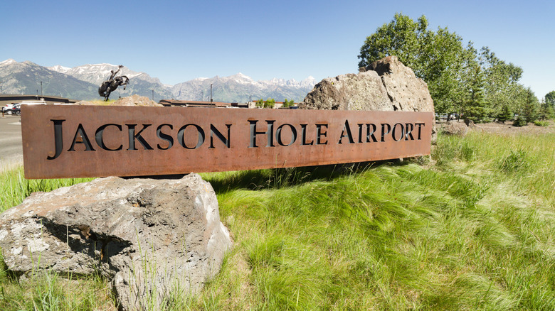 The welcome sign for Jackson Hole Airport