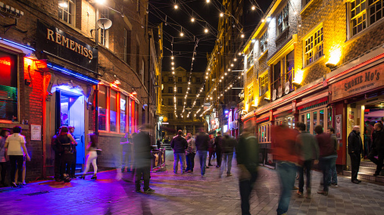 Night scene alone historic Matthew Street in Liverpool