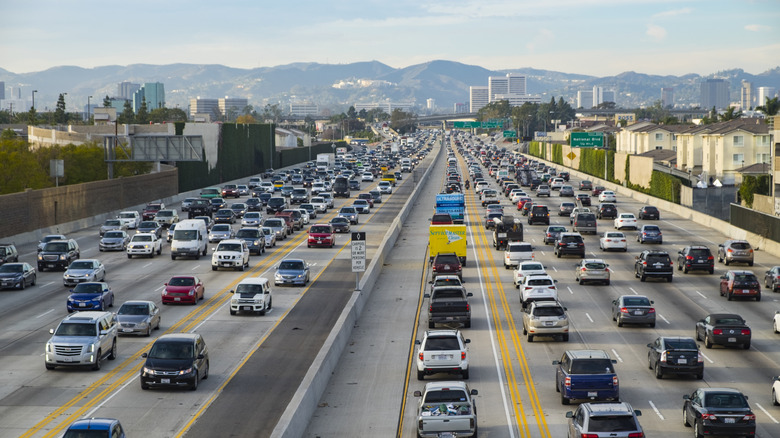 Busy freeway in Los Angeles County