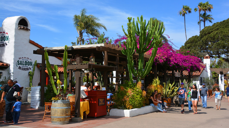Restaurant and large cactus in Old Town San Diego