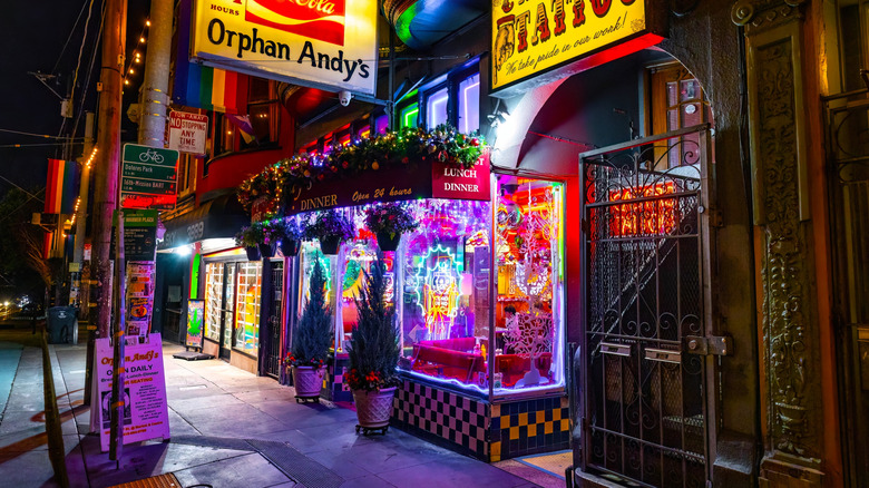 The vibrant Castro neighborhood streets and buildings glowing with nightlife energy in San Francisco