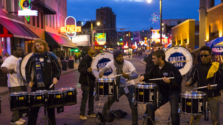 A band performing on Beale Street in Memphis