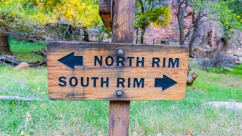 Trail sign at Phantom Ranch in Grand Canyon National Park
