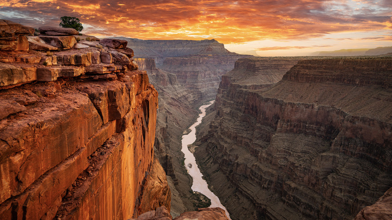 A sunset view from Toroweap Overlook at the North Rim of the Grand Canyon