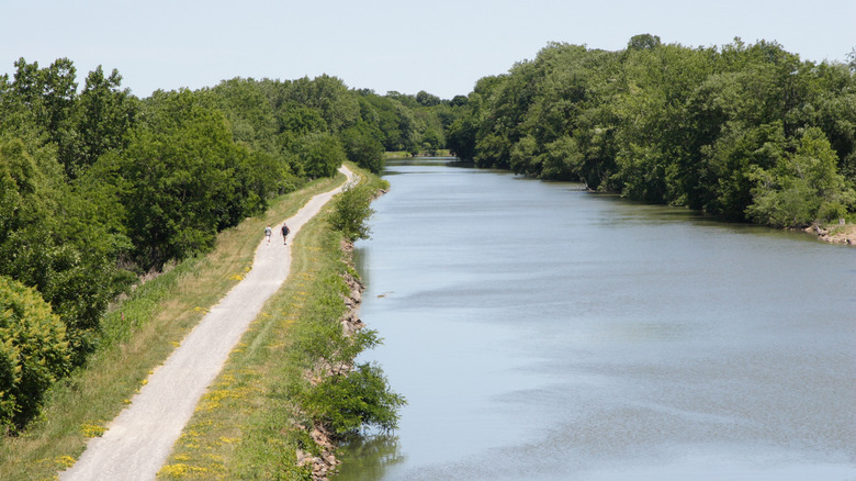 Walking trail running along the Erie Canal in New York