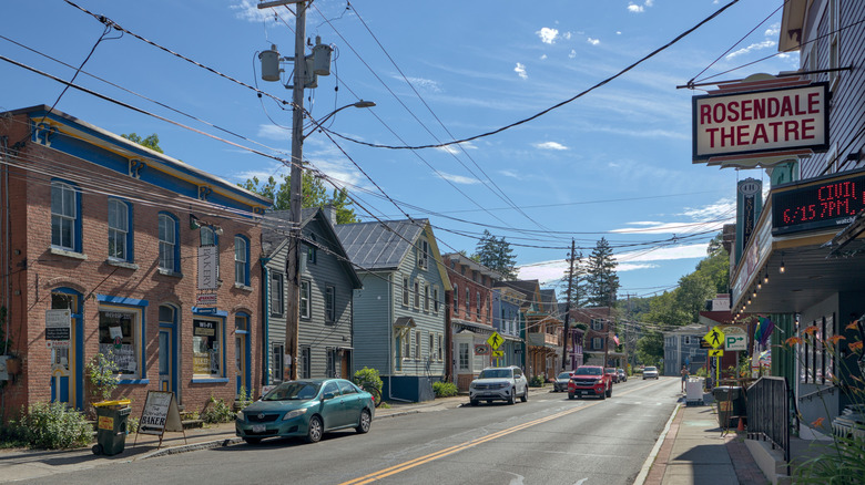 View of Rosendale, New York's historic downtown buildings