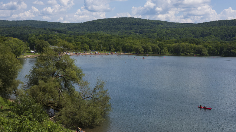 Glimmerglass State Park with lake and beach
