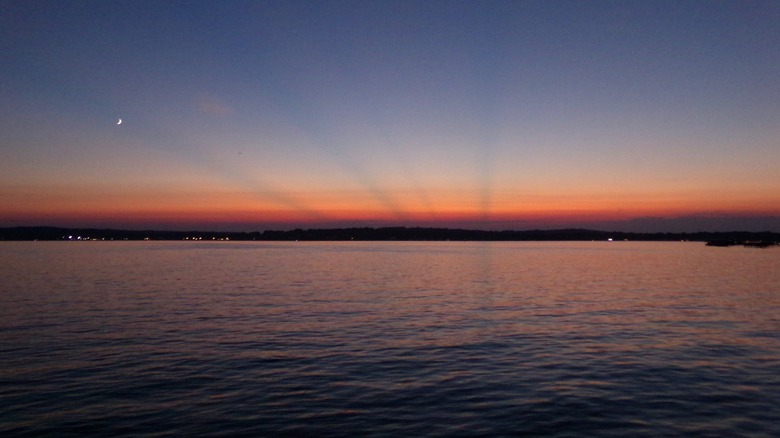 Orange sunset at Chautauqua Lake in New York