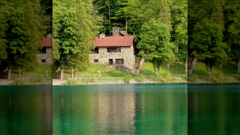 View of a house on Green Lake in New York