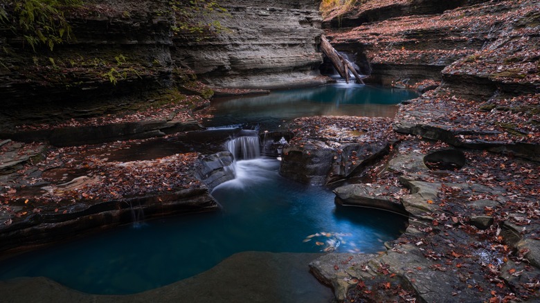 waterfall in gorges at Buttermilk Falls State Park