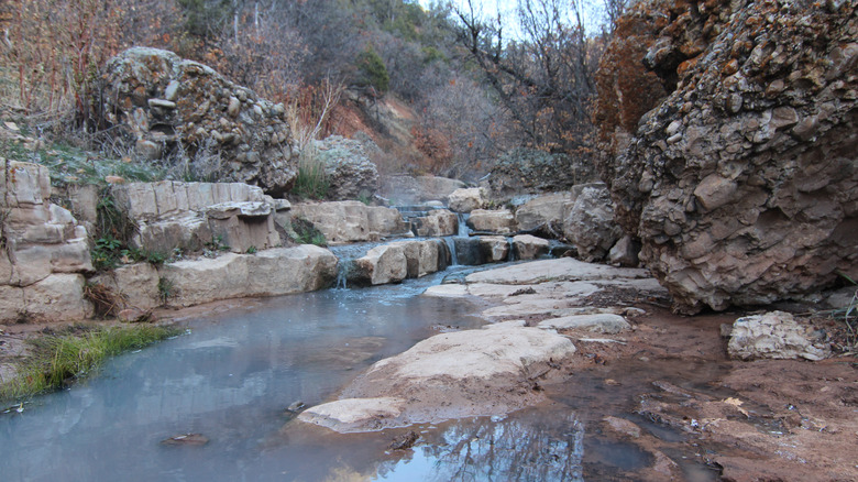 Utah's Fifth Water Hot Springs, with rocks on the side
