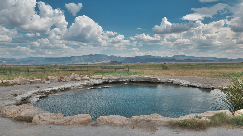 A panoramic view of Meadow Hot Springs in Utah