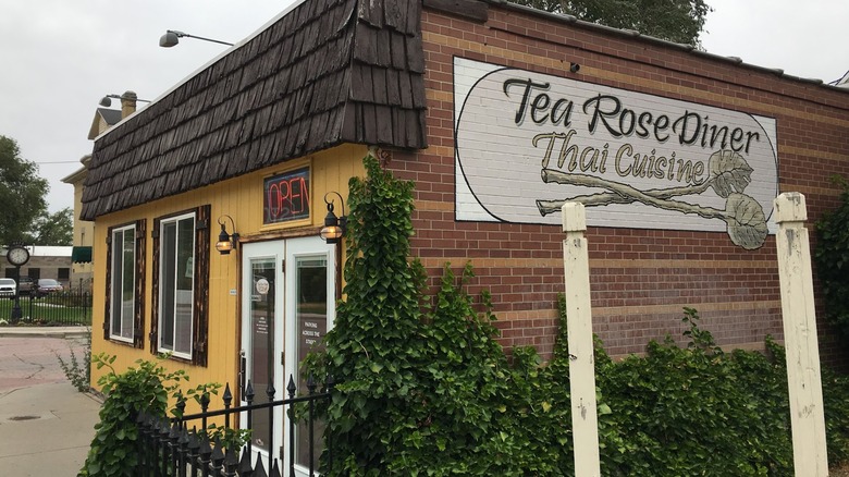 Tea Rose Diner building facade in Murray, Utah