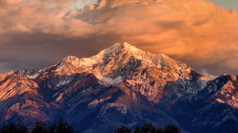 View of the peak of Mount Nebo in the Wasatch Mountain Range near Salt Lake City.