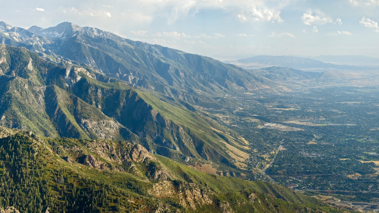 View of Salt Lake City and the Wasatch Mountains from Mount Olympus