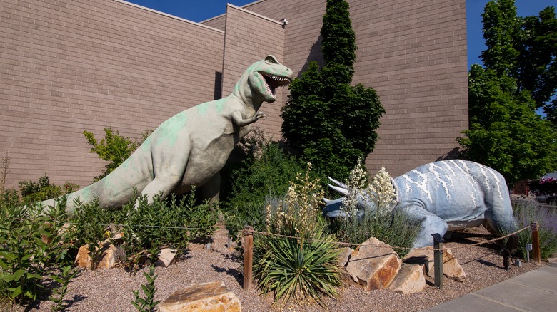 T-rex and triceratops at the Utah Field House of Natural History State Park Museum, Vernal, Utah