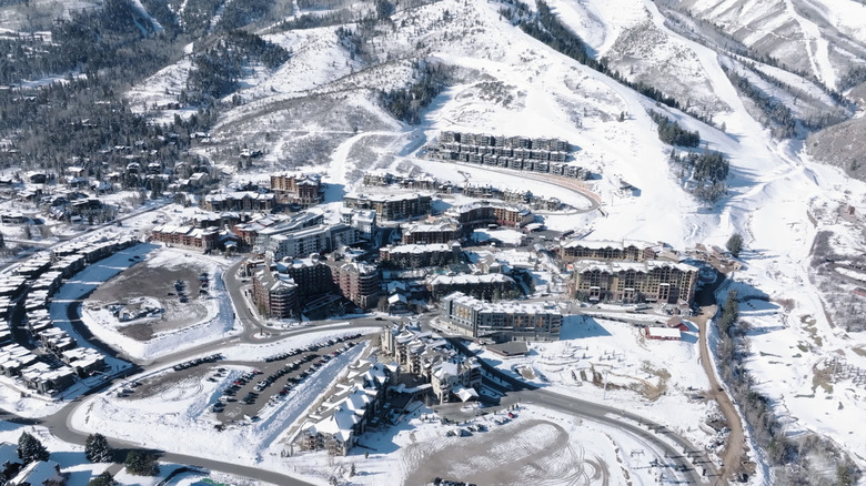 Aerial view of Canyons Village in Park City, Utah