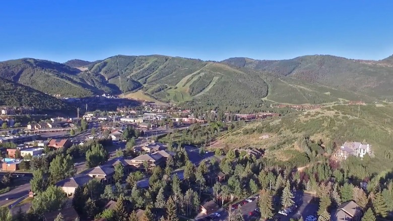 Aerial view of Canyons Village in Utah in summer