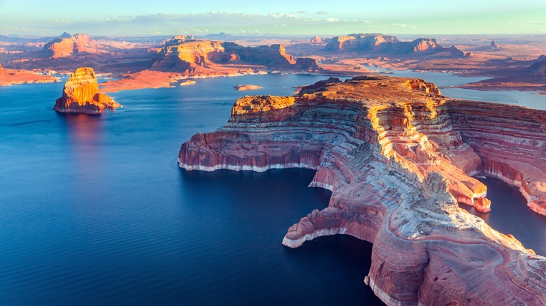 Lake Powell's dramatic rock formations in Utah