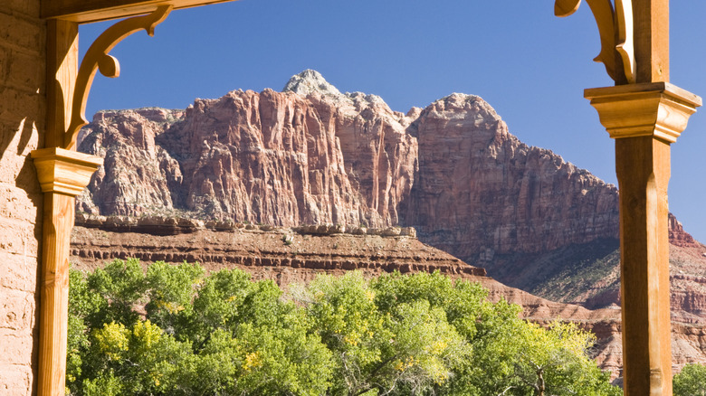 View of Zion National Park from porch