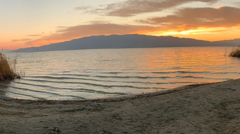 American Fork Boat Harbor beach during sunset