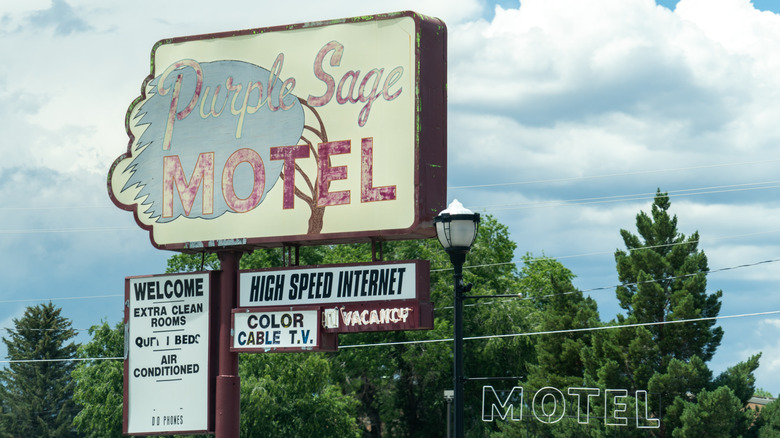 Vintage sign for Purple Sage Motel Panguitch Utah