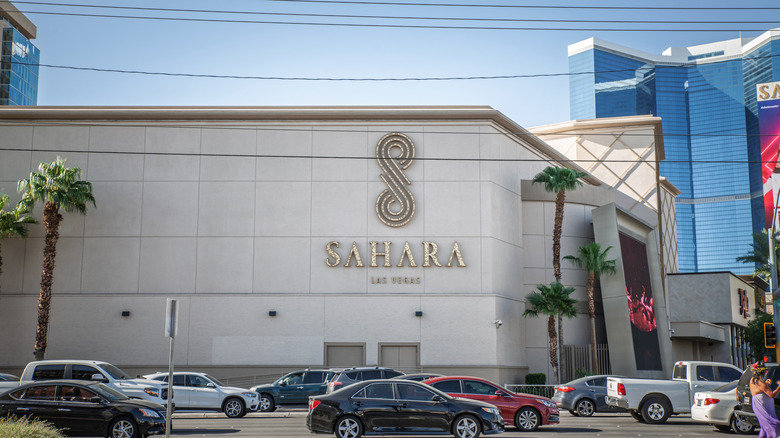 Facade of the Sahara Las Vegas hotel exterior logo